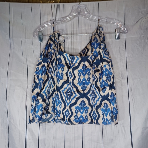 Zara The Leia Top Blue and White Patterned Women's With Tie Straps NWT - Picture 9 of 14